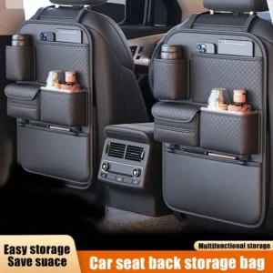 Car Backseat Organizer with Storage Pockets - Waterproof Kick Mat Seat Protector