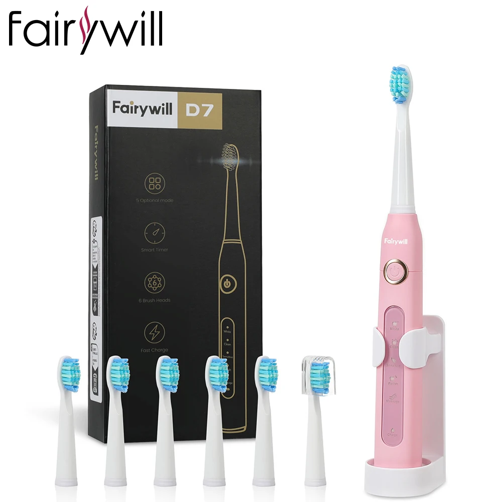 Fairywill Sonic Electric Toothbrush – USB Rechargeable, Waterproof, with Replacement Heads - Image 8