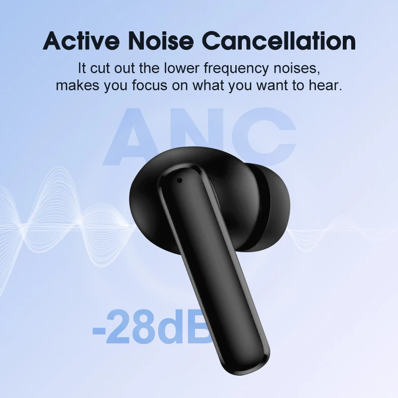 QCY T13 ANC Wireless Earbuds - 28dB Active Noise Cancelling, Bluetooth 5.3, Clear Calls - Image 2