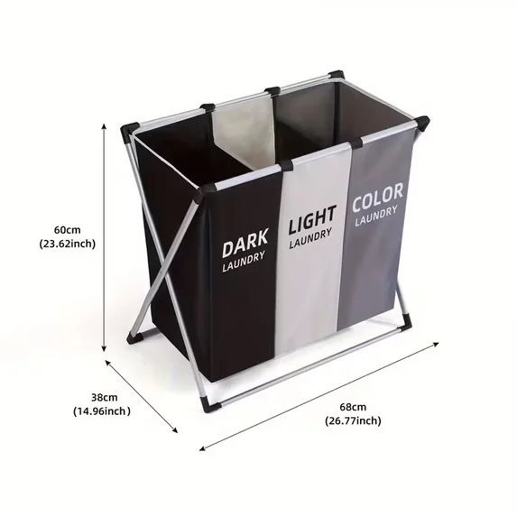 3-Compartment Foldable Laundry Hamper - Sorting Bags for Small Spaces - Image 6