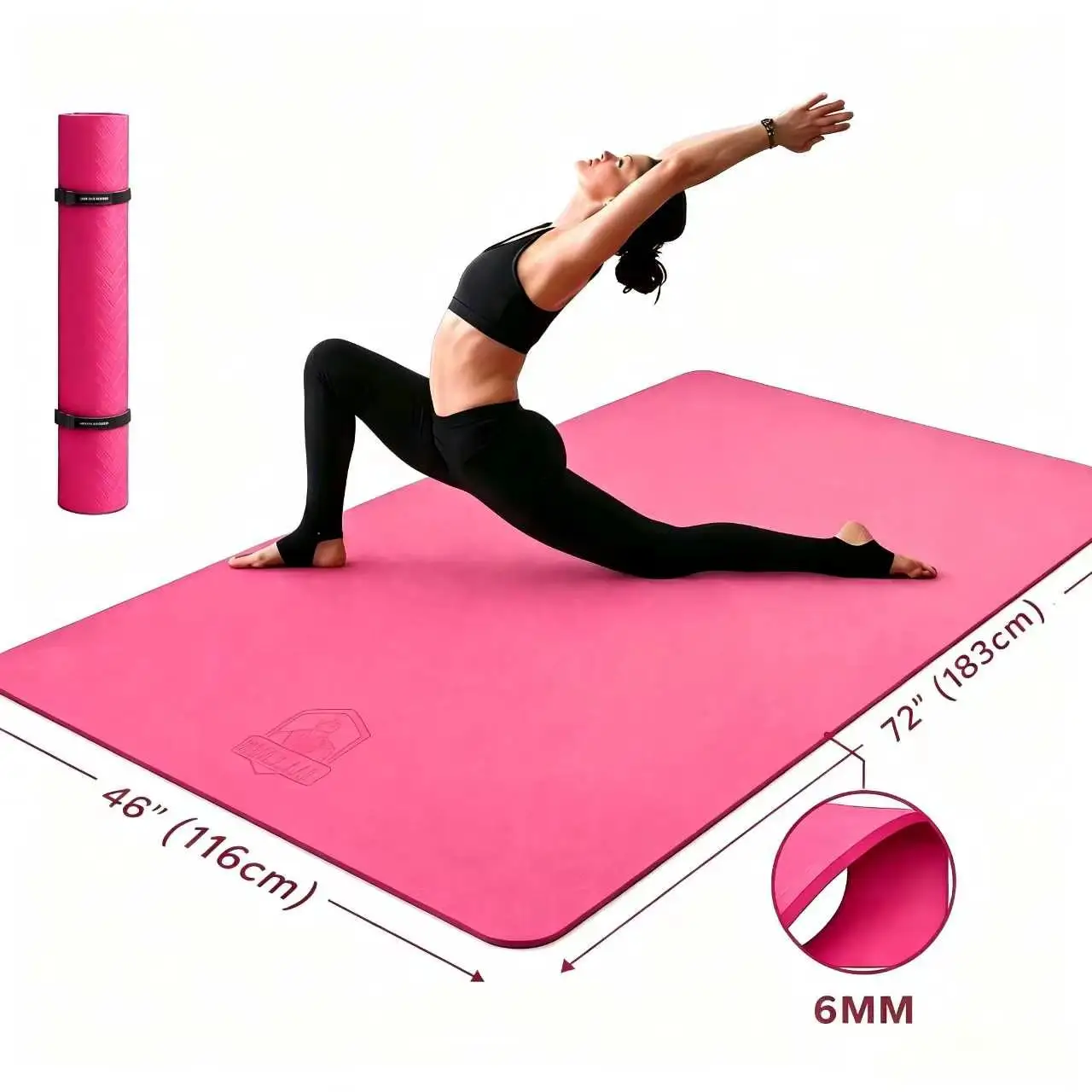 Extra Large Yoga Mat - 72"x48" TPE 6mm Non-Slip, 2-Person Size with Carry Bag - Image 7