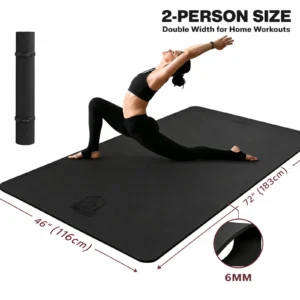 Extra Large Yoga Mat - 72"x48" TPE 6mm Non-Slip, 2-Person Size with Carry Bag