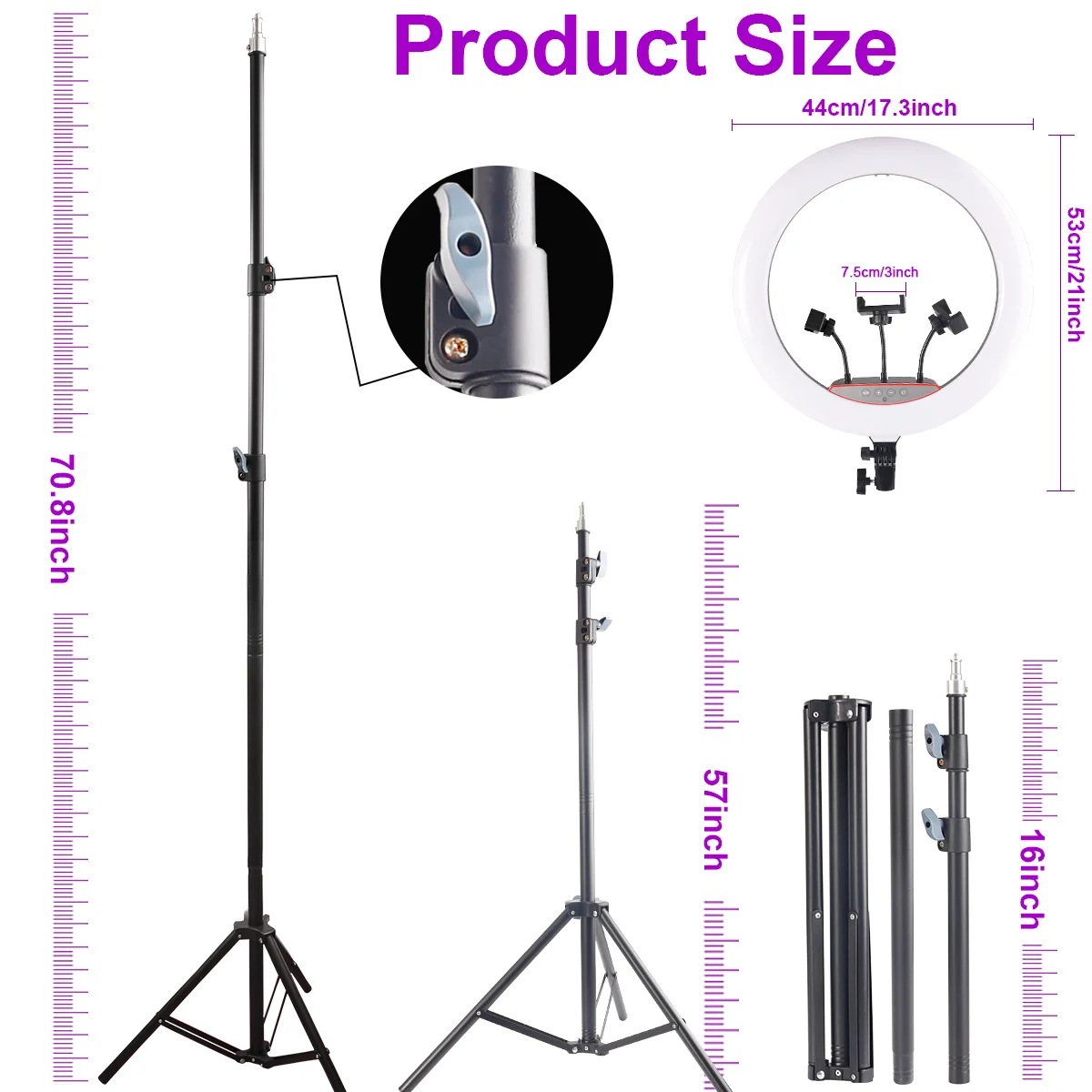 18" LED Ring Light Kit with Tripod Stand & Phone Mount - Adjustable Brightness - Image 3