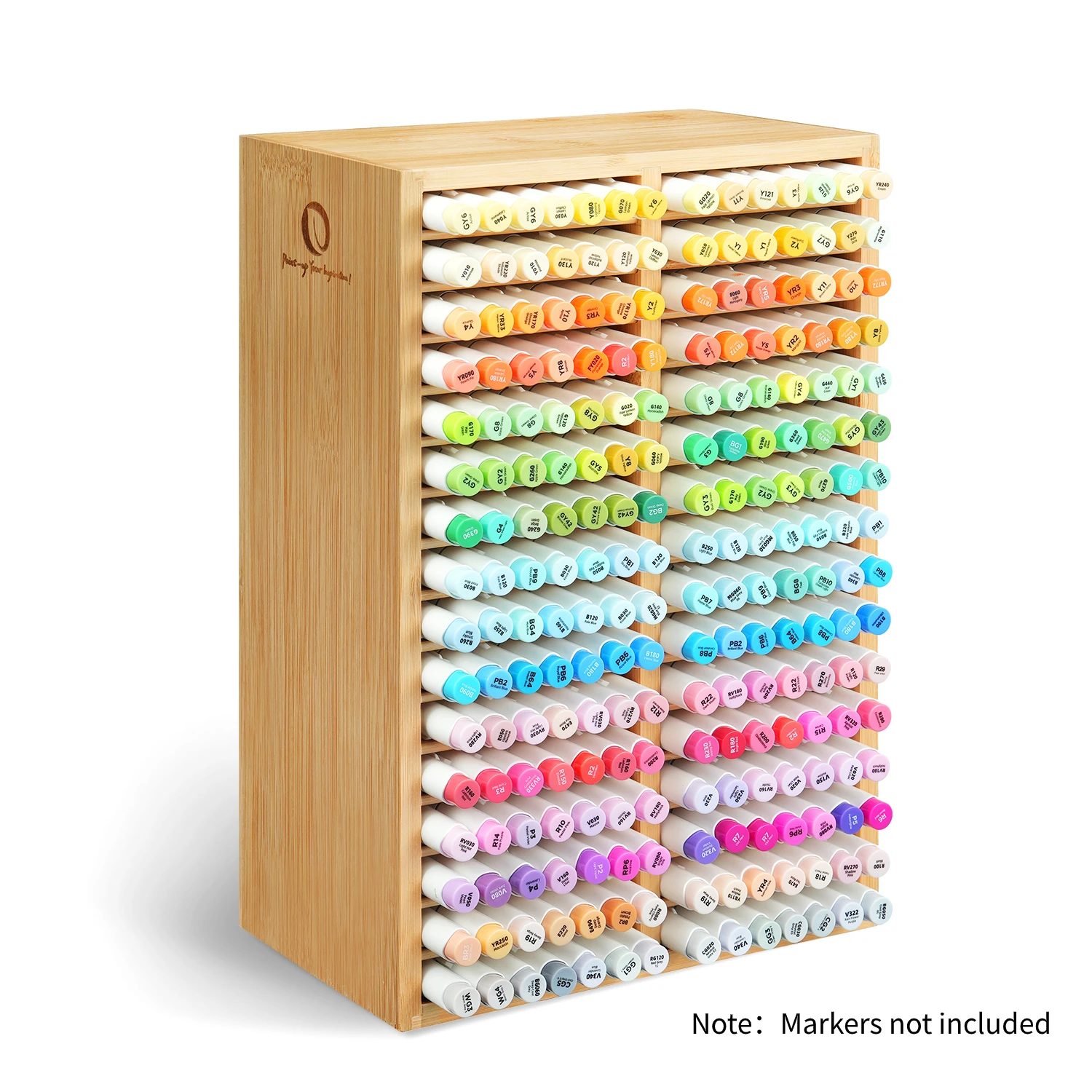 Ohuhu Bamboo Marker Organizer - Wooden Desktop Storage for 126 Markers & Pens - Image 7