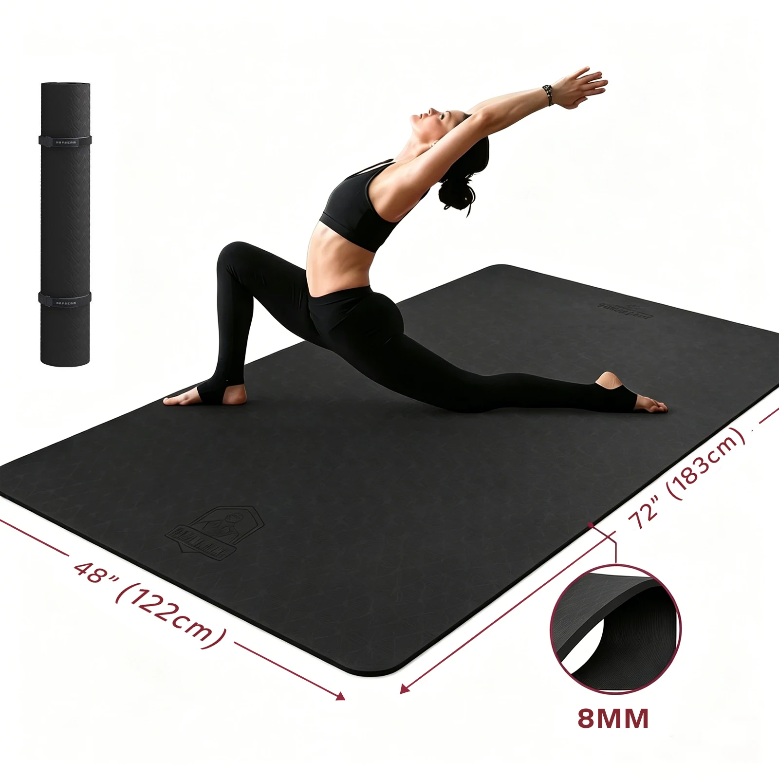 Extra Large Yoga Mat - 72"x48" TPE 6mm Non-Slip, 2-Person Size with Carry Bag - Image 10