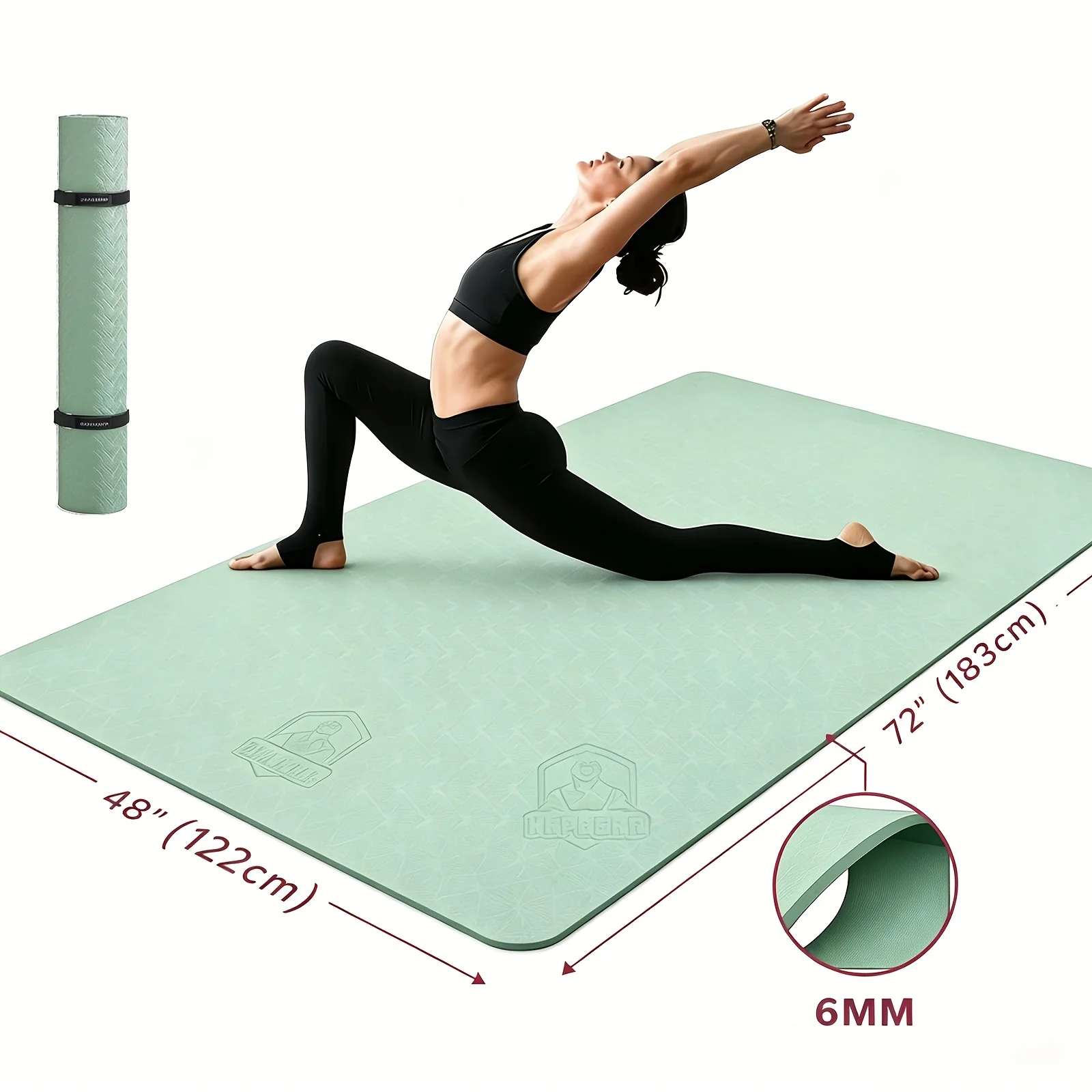 Extra Large Yoga Mat - 72"x48" TPE 6mm Non-Slip, 2-Person Size with Carry Bag - Image 8