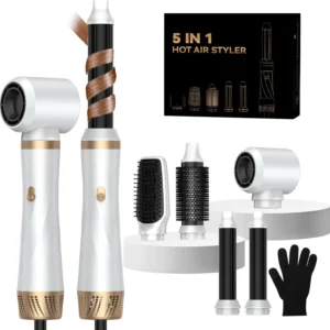 5-in-1 Hair Dryer Brush Set - Hot Air Styler, Volumizer & Straightener, Negative Ionic