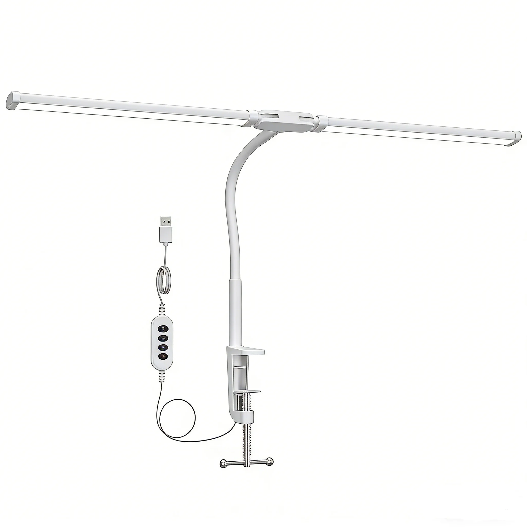 LED Desk Lamp with Clamp - Dual Head Dimmable, USB Adjustable Monitor Light - Image 10