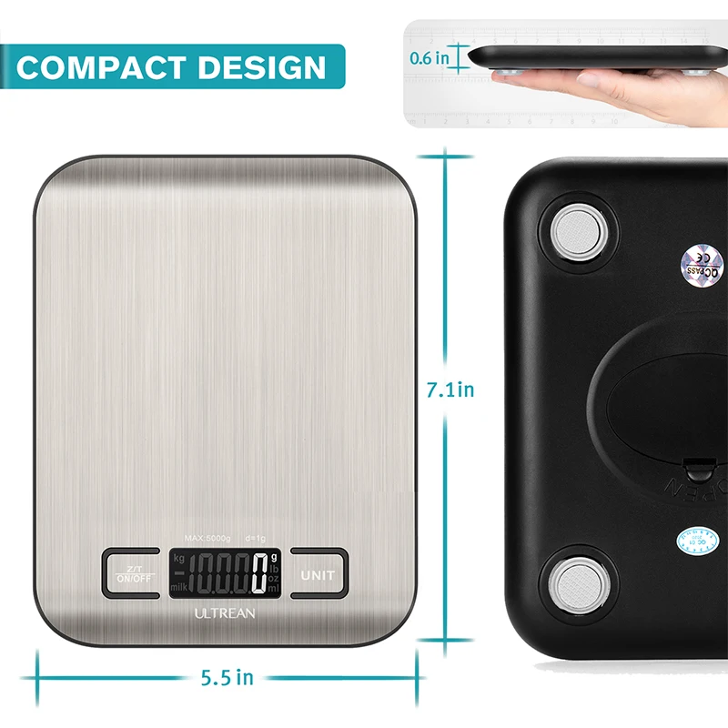 ULTREAN Digital Kitchen Scale - 5000g/1g Multifunction Electric Food Scale, LCD Display, Waterproof - Image 6